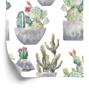Papier Peint Cactus Avec Des Fleurs – Image 2