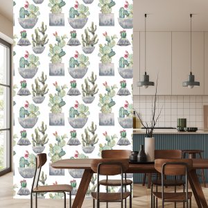 Papier Peint Cactus Avec Des Fleurs – Image 4