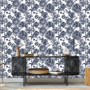 Papier Peint Roses Noires Et Blanches Avec Des Oeillets – Image 5