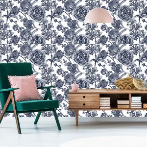 Papier Peint Roses Noires Et Blanches Avec Des Oeillets – Image 6