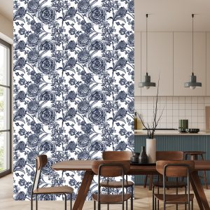 Papier Peint Roses Noires Et Blanches Avec Des Oeillets – Image 4