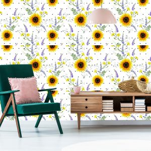 Papier Peint Tournesols Avec Fleurs Des Champs – Image 6