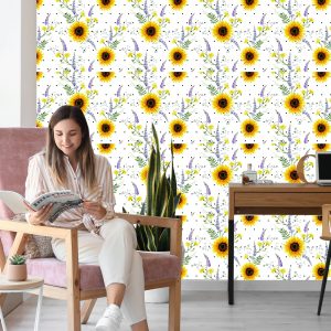 Papier Peint Tournesols Avec Fleurs Des Champs – Image 7