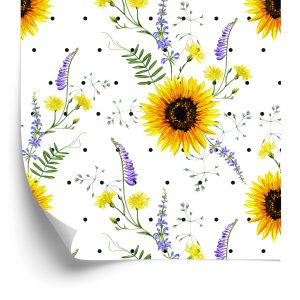 Papier Peint Tournesols Avec Fleurs Des Champs – Image 2