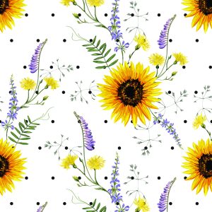 Papier Peint Tournesols Avec Fleurs Des Champs – Image 1