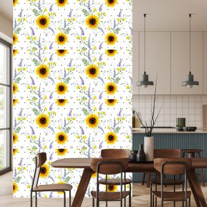 Papier Peint Tournesols Avec Fleurs Des Champs – Image 4