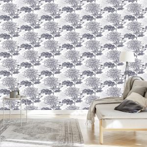 Papier Peint Chrysanthèmes Noirs Et Blancs – Image 3