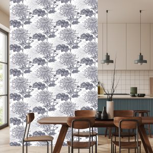 Papier Peint Chrysanthèmes Noirs Et Blancs – Image 4
