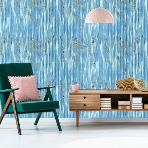 Papier Peint Planches De Bois Bleues Dans Un Style Vintage – Image 6