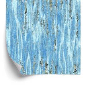 Papier Peint Planches De Bois Bleues Dans Un Style Vintage – Image 2