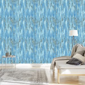 Papier Peint Planches De Bois Bleues Dans Un Style Vintage – Image 3