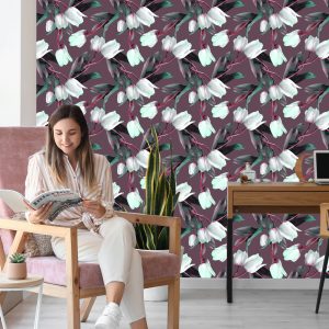Papier Peint Tulipes Aux Tiges Rouges – Image 7