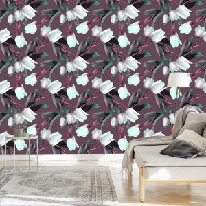 Papier Peint Tulipes Aux Tiges Rouges – Image 3