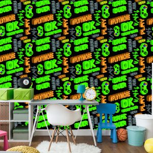 Papier Peint Motif 3D De Lettrage Coloré Pixélisé Jeune – Image 4