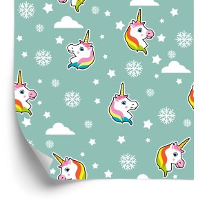 Papier Peint Licornes Et Flocons De Neige – Image 2