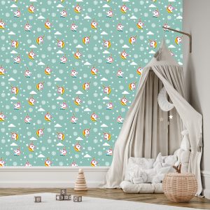 Papier Peint Licornes Et Flocons De Neige – Image 3