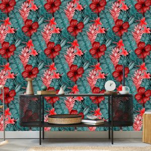 Papier Peint Fleurs Et Feuilles Exotiques – Image 5