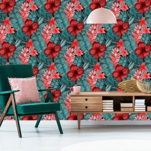 Papier Peint Fleurs Et Feuilles Exotiques – Image 6