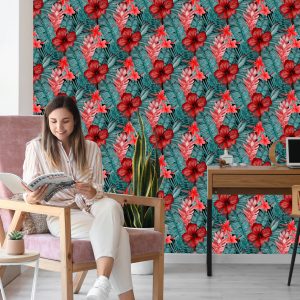 Papier Peint Fleurs Et Feuilles Exotiques – Image 7