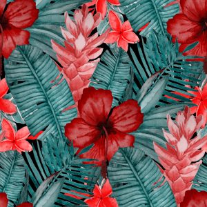 Papier Peint Fleurs Et Feuilles Exotiques – Image 1
