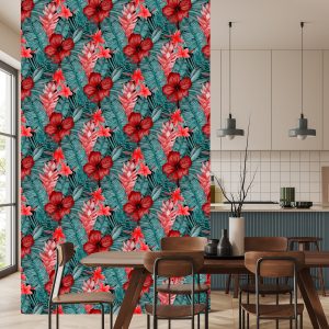 Papier Peint Fleurs Et Feuilles Exotiques – Image 4