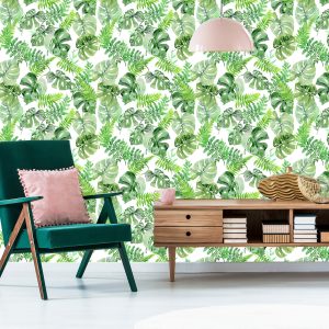 Papier Peint Feuilles Tropicales Peintes À L'aquarelle – Image 6