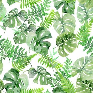 Papier Peint Feuilles Tropicales Peintes À L'aquarelle – Image 1