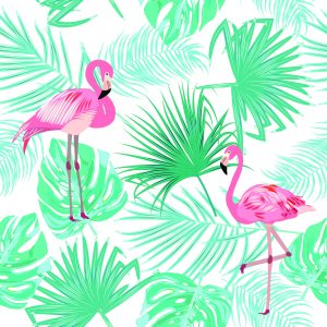 Papier Peint Feuilles De Flamants Roses Tropicaux – Image 1