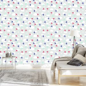 Papier Peint Avions Colorés Parmi Les Nuages – Image 3