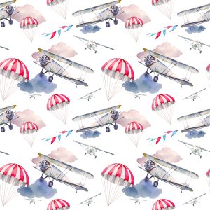 Papier Peint Avions Et Parachutes Dans Les Nuages – Image 1