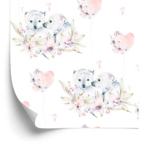 Papier Peint Ours Polaires Parmi Les Fleurs – Image 2