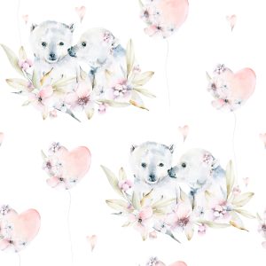 Papier Peint Ours Polaires Parmi Les Fleurs – Image 1