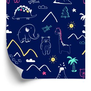 Papier Peint Bébés Animaux Parmi Les Arbres Et Les Nuages – Image 2