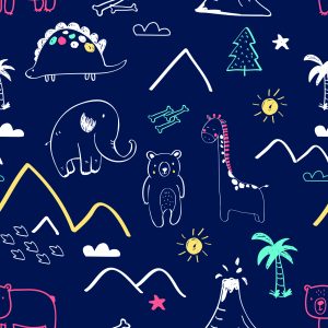 Papier Peint Bébés Animaux Parmi Les Arbres Et Les Nuages – Image 1