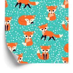Papier Peint Renards Sur Le Fond De Points – Image 2