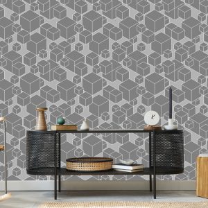 Papier Peint Géométrique - Cubes Gris – Image 5