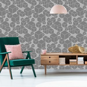 Papier Peint Géométrique - Cubes Gris – Image 6