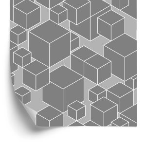 Papier Peint Géométrique - Cubes Gris – Image 2
