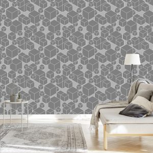 Papier Peint Géométrique - Cubes Gris – Image 3