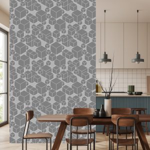 Papier Peint Géométrique - Cubes Gris – Image 4