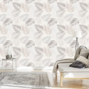 Papier Peint Feuilles Grises Boho – Image 3