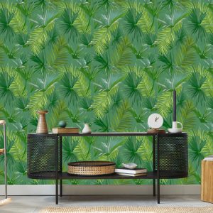 Papier Peint Thème Vert Avec Des Feuilles – Image 5