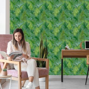 Papier Peint Thème Vert Avec Des Feuilles – Image 7