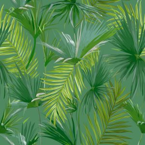 Papier Peint Thème Vert Avec Des Feuilles – Image 1