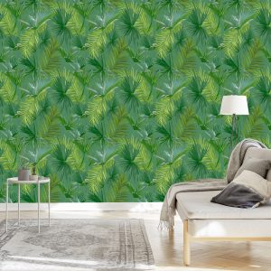 Papier Peint Thème Vert Avec Des Feuilles – Image 3