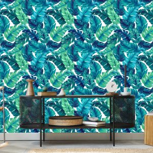 Papier Peint Feuilles Vert-Bleu – Image 5