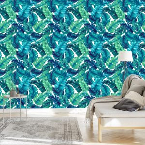 Papier Peint Feuilles Vert-Bleu – Image 3