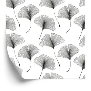 Papier Peint Feuilles Noires Et Blanches – Image 2