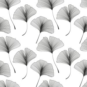 Papier Peint Feuilles Noires Et Blanches – Image 1