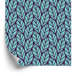 Papier Peint Motif Feuillu Bleu – Image 2